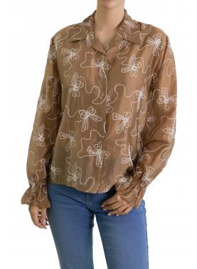 Camicia con colletto e bottoni con ricami